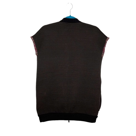 Woven Maroon, White & Black Striped Reversible Zipper Front Vest - Picture 9 of 12